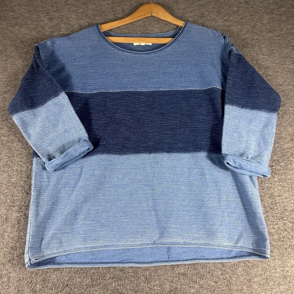 Madewell Indigo Ink Color Block Sweatshirt SZ M Boxy Fit City Boho Cotton Blend